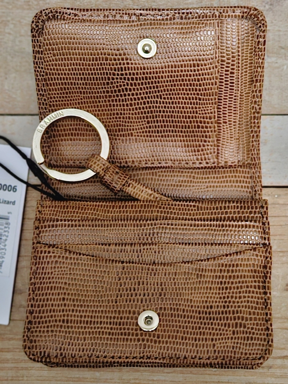 Brahmin Mini Key Wallet Tobacco Lizard Genuine Leather - Picture 2 of 8